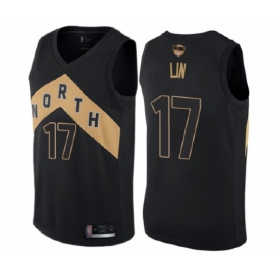 Youth Toronto Raptors 17 Jeremy Lin Swingman Black 2019 Basketball Finals Bound Jersey - City Edition