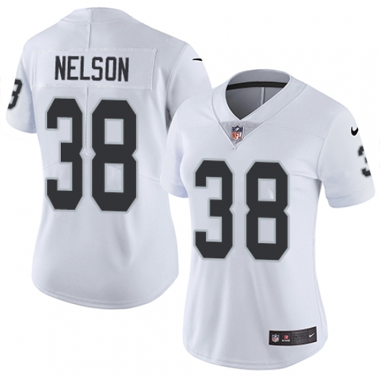 Women's Nike Oakland Raiders 38 Nick Nelson White Vapor Untouchable Elite Player NFL Jersey