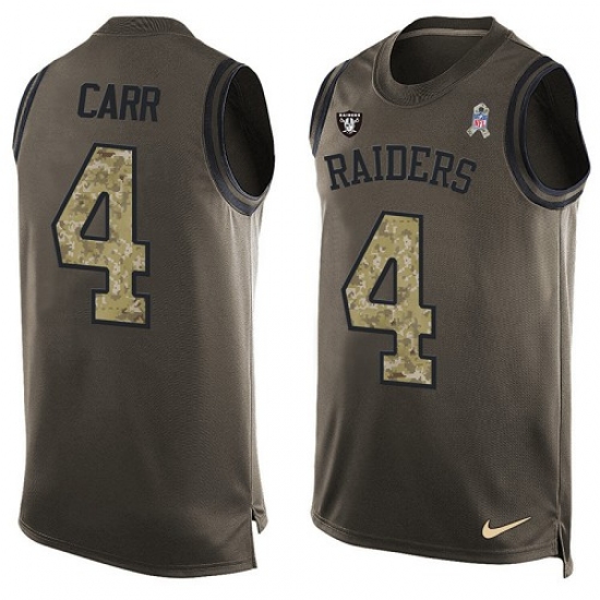 Men's Nike Oakland Raiders 4 Derek Carr Limited Green Salute to Service Tank Top NFL Jersey