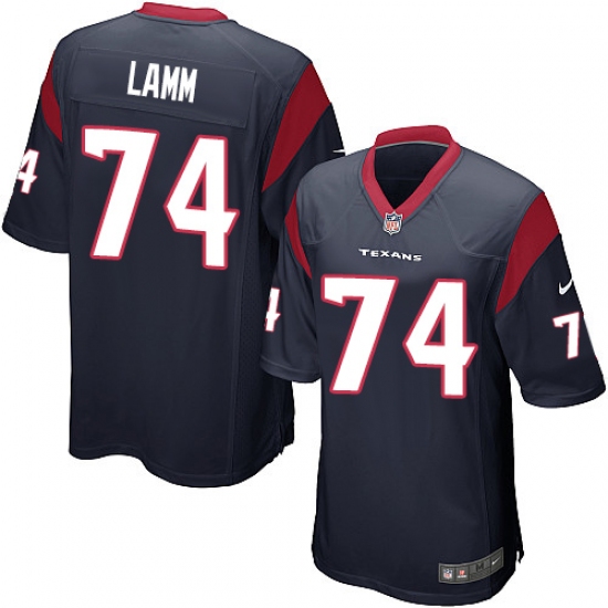 Men's Nike Houston Texans 74 Kendall Lamm Game Navy Blue Team Color NFL Jersey