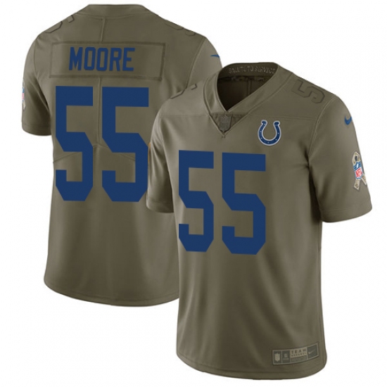 Men's Nike Indianapolis Colts 55 Skai Moore Limited Olive 2017 Salute to Service NFL Jersey