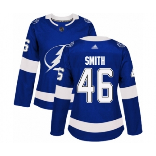 Women's Tampa Bay Lightning 46 Gemel Smith Authentic Royal Blue Home Hockey Jersey