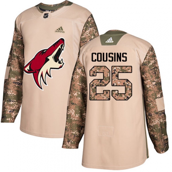 Youth Adidas Arizona Coyotes 25 Nick Cousins Authentic Camo Veterans Day Practice NHL Jersey