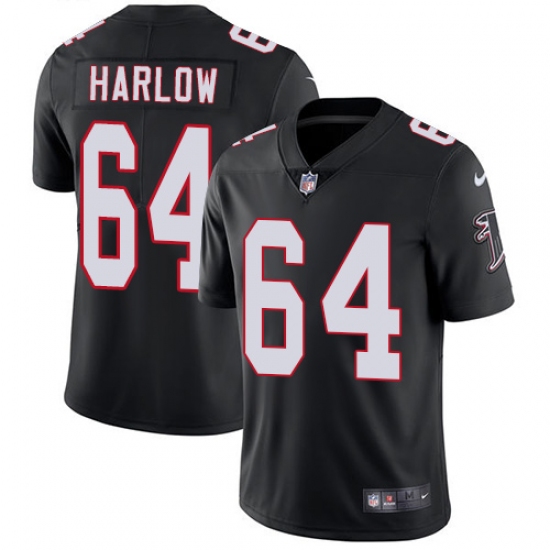 Men's Nike Atlanta Falcons 64 Sean Harlow Black Alternate Vapor Untouchable Limited Player NFL Jersey