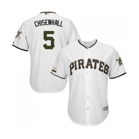 Men's Pittsburgh Pirates 5 Lonnie Chisenhall Replica White Alternate Cool Base Baseball Jersey