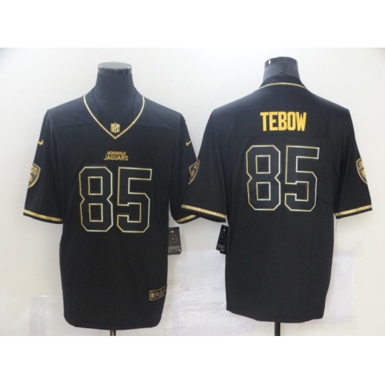 Men's Jacksonville Jaguars 85 Tim Tebow Black Gold Nike Teal Limited Jersey