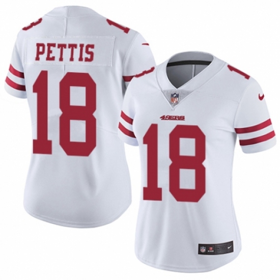 Women's Nike San Francisco 49ers 18 Dante Pettis White Vapor Untouchable Limited Player NFL Jersey