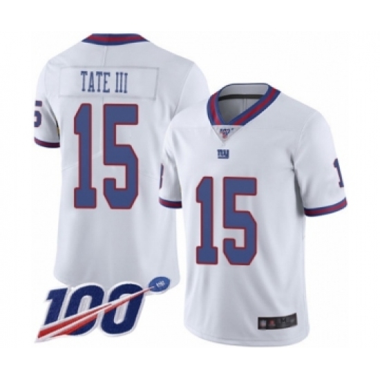 Men's New York Giants 15 Golden Tate III Limited White Rush Vapor Untouchable 100th Season Football Jersey