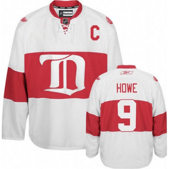 Men's Reebok Detroit Red Wings 9 Gordie Howe Premier White Third NHL Jersey