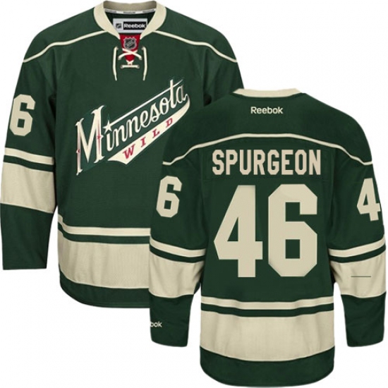 Men's Reebok Minnesota Wild 46 Jared Spurgeon Premier Green Third NHL Jersey