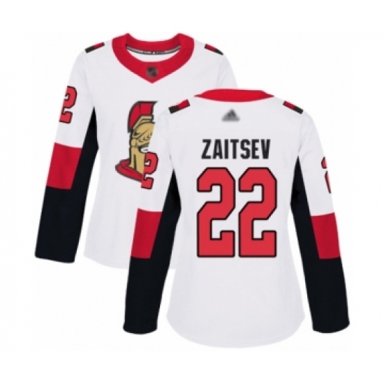 Women's Ottawa Senators 22 Nikita Zaitsev Authentic White Away Hockey Jersey