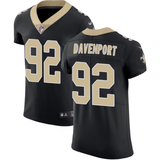 Nike New Orleans Saints 92 Marcus Davenport Black Team Color Men's Stitched NFL Vapor Untouchable Elite Jersey