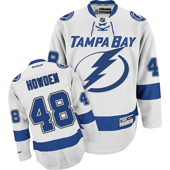 Men's Reebok Tampa Bay Lightning 48 Brett Howden Authentic White Away NHL Jersey