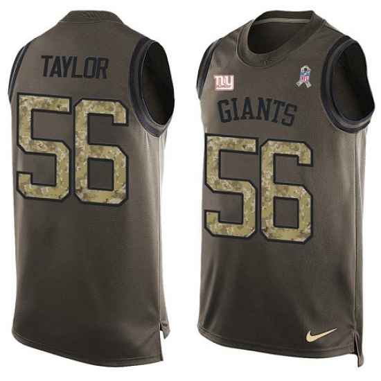 Men's Nike New York Giants 56 Lawrence Taylor Limited Green Salute to Service Tank Top NFL Jersey