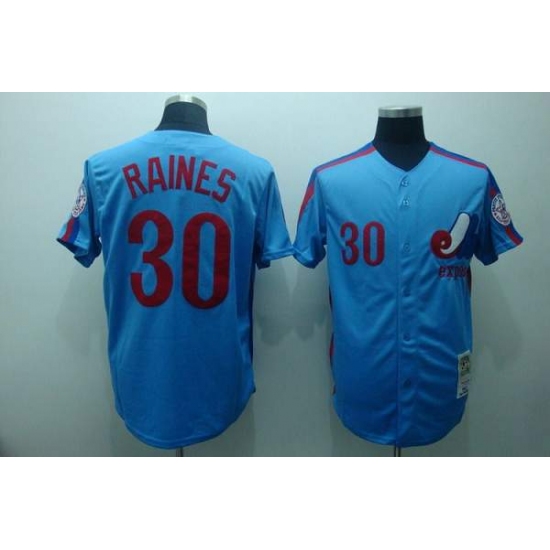 Mitchell and Ness Expos 30 Tim Raines Stitched Blue Throwback Baseball Jersey