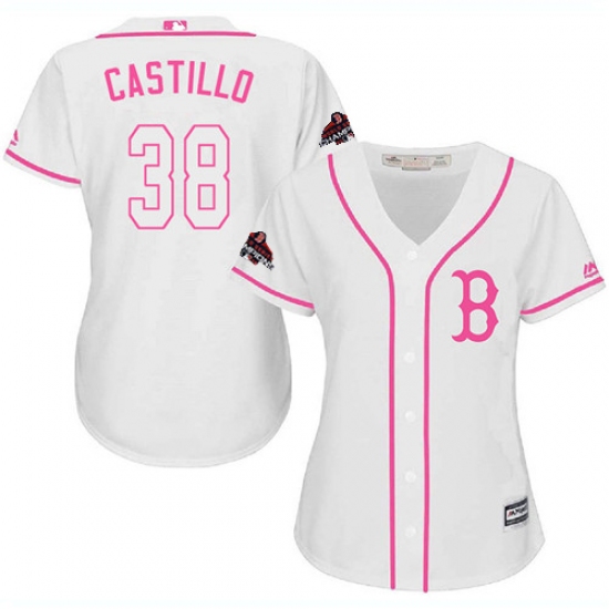 Women's Majestic Boston Red Sox 38 Rusney Castillo Authentic White Fashion 2018 World Series Champions MLB Jersey