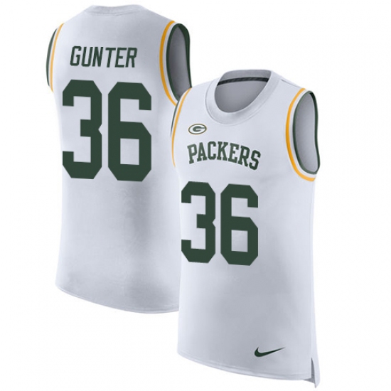 Men's Nike Green Bay Packers 36 LaDarius Gunter Limited White Rush Player Name & Number Tank Top NFL Jersey