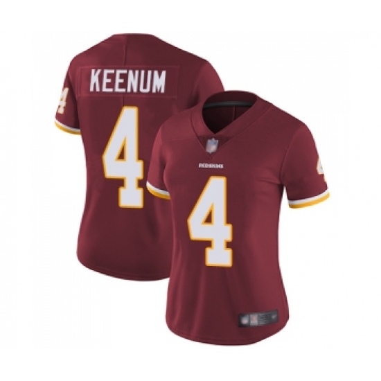 Women's Washington Redskins 4 Case Keenum Burgundy Red Team Color Vapor Untouchable Limited Player Football Jerseys