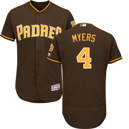 Men's Majestic San Diego Padres 4 Wil Myers Brown Alternate Flex Base Authentic Collection MLB Jersey