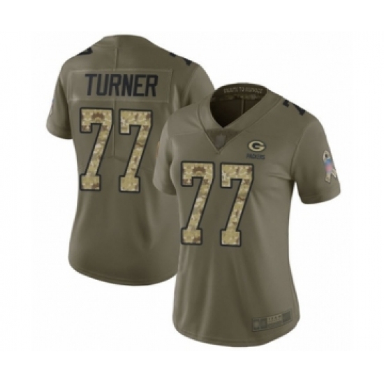 Women's Green Bay Packers 77 Billy Turner Limited Olive Camo 2017 Salute to Service Football Jersey