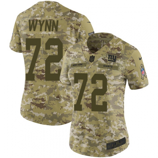 Women's Nike New York Giants 72 Kerry Wynn Limited Camo 2018 Salute to Service NFL Jersey