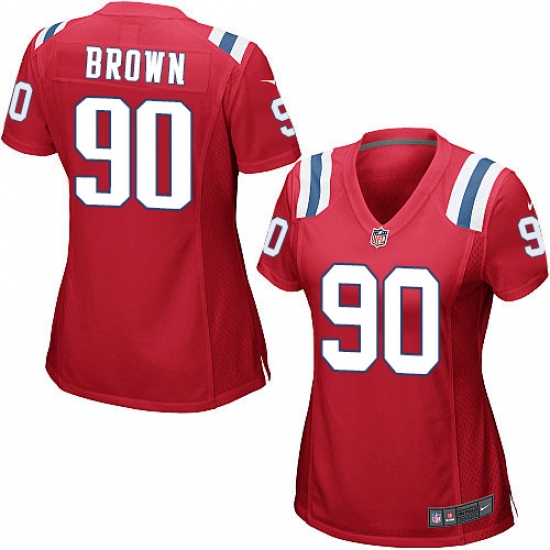 Women's Nike New England Patriots 90 Malcom Brown Game Red Alternate NFL Jersey