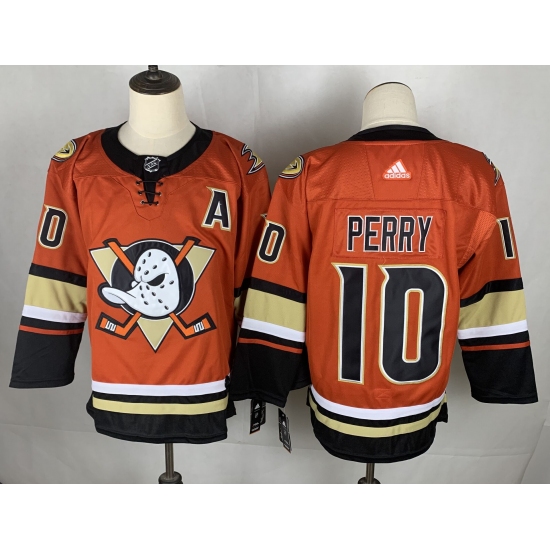 Men's Adidas Anaheim Ducks 10 Corey Perry Orange Authentic Teal Third Jersey