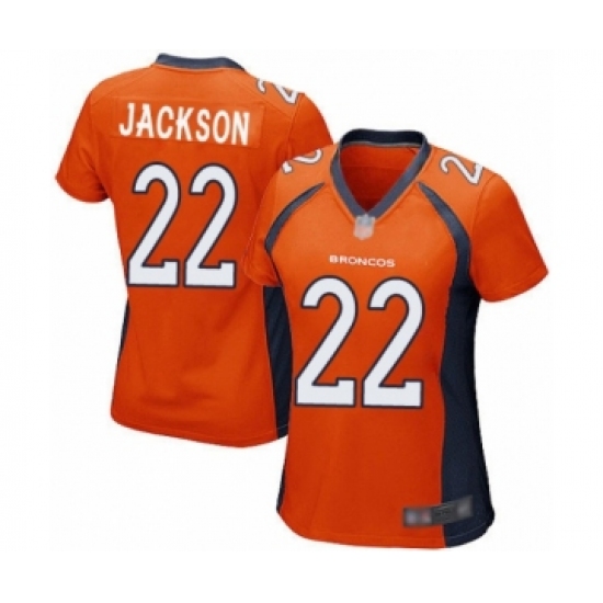 Women's Denver Broncos 22 Kareem Jackson Game Orange Team Color Football Jersey