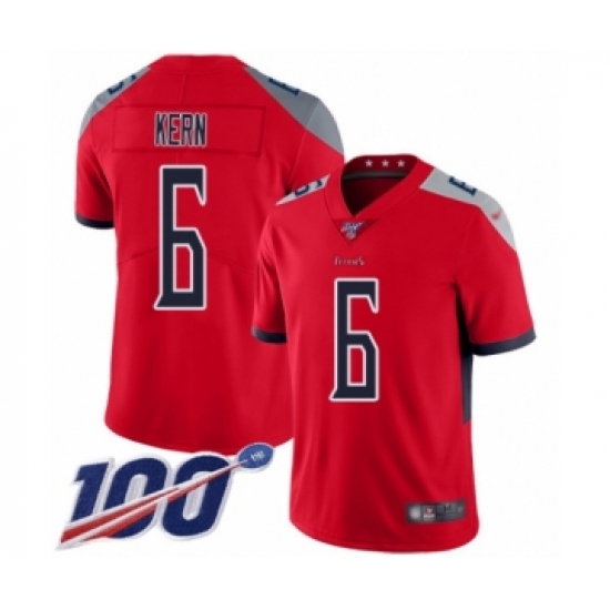 Men's Tennessee Titans 6 Brett Kern Limited Red Inverted Legend 100th Season Football Jersey