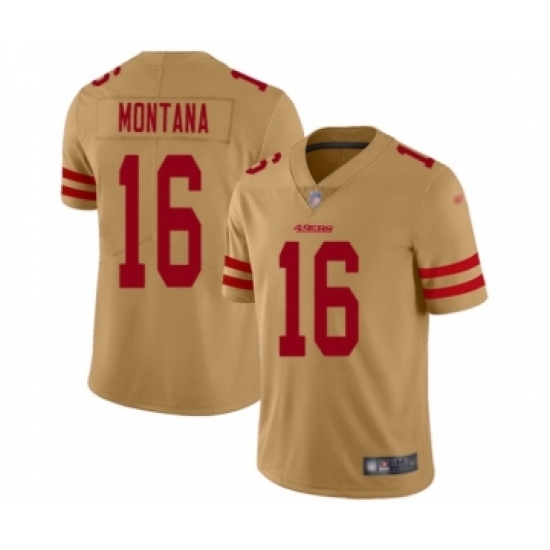 Youth San Francisco 49ers 16 Joe Montana Limited Gold Inverted Legend Football Jersey