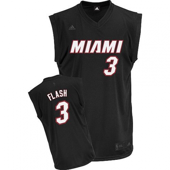 Men's Adidas Miami Heat 3 Dwyane Wade Swingman Black Flash Fashion NBA Jersey