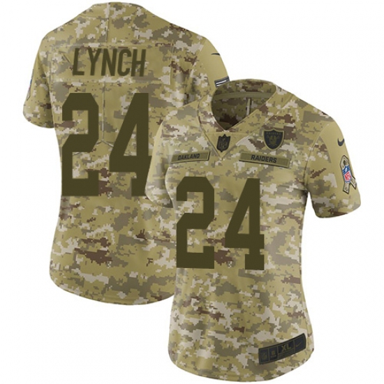 Women's Nike Oakland Raiders 24 Marshawn Lynch Limited Camo 2018 Salute to Service NFL Jersey