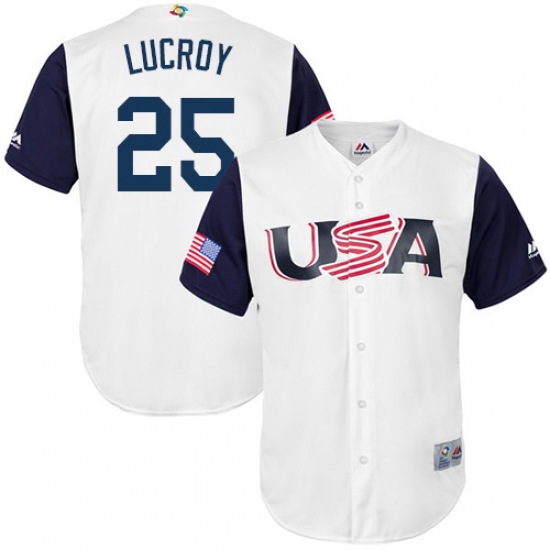 Youth USA Baseball Majestic 25 Jonathan Lucroy White 2017 World Baseball Classic Replica Team Jersey