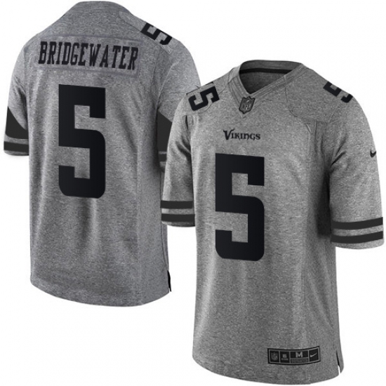 Men's Nike Minnesota Vikings 5 Teddy Bridgewater Limited Gray Gridiron NFL Jersey