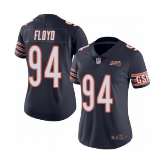 Women's Chicago Bears 94 Leonard Floyd Navy Blue Team Color 100th Season Limited Football Jersey