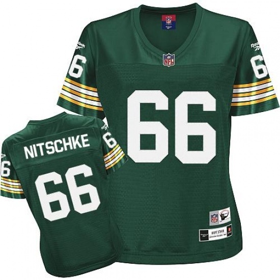 Reebok Green Bay Packers 66 Ray Nitschke Green Women's Throwback Team Color Premier EQT NFL Jersey