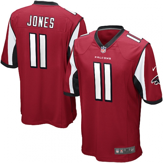 Men's Nike Atlanta Falcons 11 Julio Jones Game Red Team Color NFL Jersey