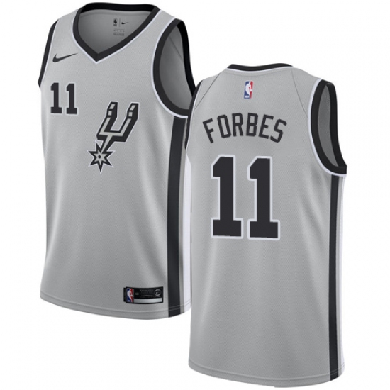 Men's Nike San Antonio Spurs 11 Bryn Forbes Swingman Silver NBA Jersey Statement Edition