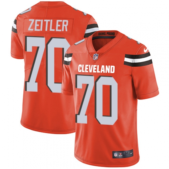 Men's Nike Cleveland Browns 70 Kevin Zeitler Orange Alternate Vapor Untouchable Limited Player NFL Jersey