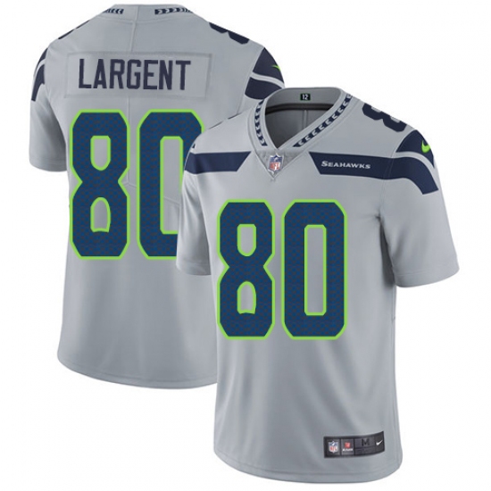 Men's Nike Seattle Seahawks 80 Steve Largent Grey Alternate Vapor Untouchable Limited Player NFL Jersey