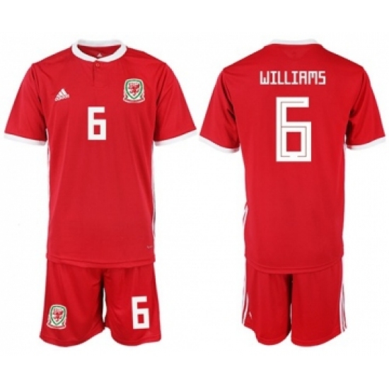 Wales 6 Williams Home Soccer Country Jersey