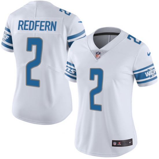 Women's Nike Detroit Lions 2 Kasey Redfern White Vapor Untouchable Elite Player NFL Jersey