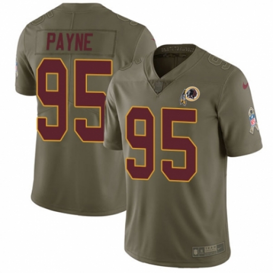 Men's Nike Washington Redskins 95 Da'Ron Payne Limited Olive 2017 Salute to Service NFL Jersey