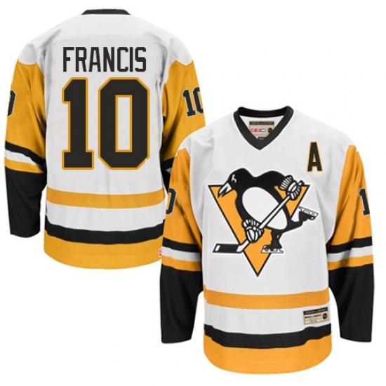 Men's CCM Pittsburgh Penguins 10 Ron Francis Premier White Throwback NHL Jersey