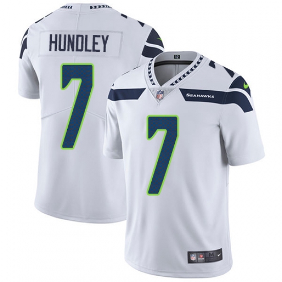 Men's Nike Seattle Seahawks 7 Brett Hundley White Vapor Untouchable Limited Player NFL Jersey