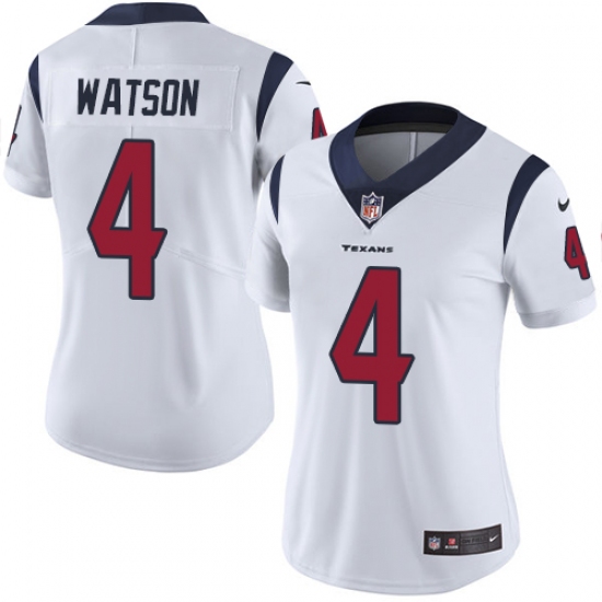 Women's Nike Houston Texans 4 Deshaun Watson Elite White NFL Jersey