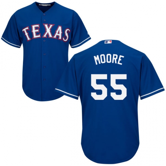 Youth Majestic Texas Rangers 55 Matt Moore Replica Royal Blue Alternate 2 Cool Base MLB Jersey