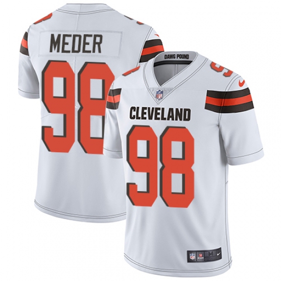 Men's Nike Cleveland Browns 98 Jamie Meder White Vapor Untouchable Limited Player NFL Jersey