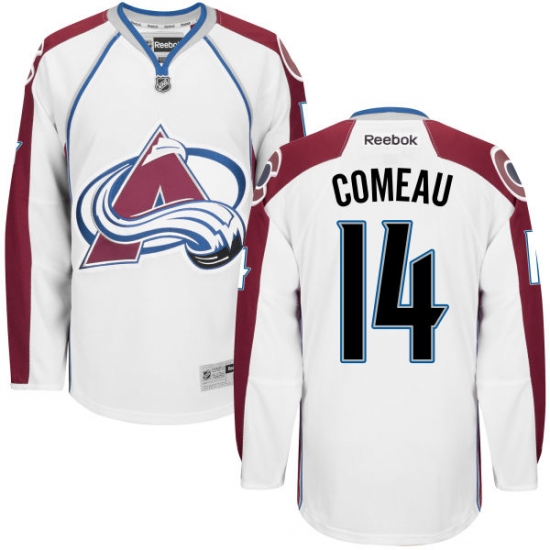 Men's Reebok Colorado Avalanche 14 Blake Comeau Authentic White Away NHL Jersey