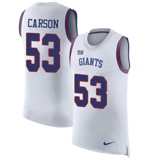 Men's Nike New York Giants 53 Harry Carson Limited White Rush Player Name & Number Tank Top NFL Jersey